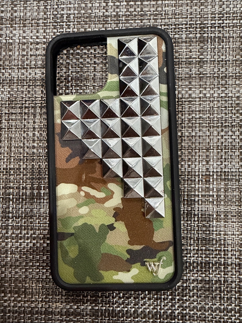 Camouflage Pyramid Stud Phone Case - Green/Brown Camo